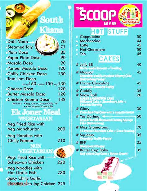 scoop kolkata menu